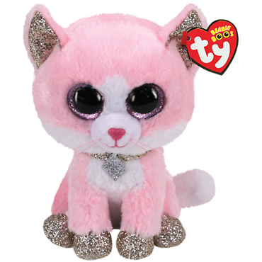 TY BEANIE BOO FIONA PINK & WHITE KITTY CAT